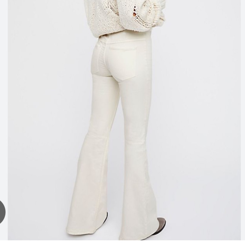 Free People Cream Flare Jeans